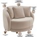 Poltrona Decorativa Para Sala de Estar Fixa Pés Madeira Witta M03 Veludo Bege - Lyam Decor