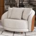 Poltrona Decorativa Para Sala de Estar Fixa Witta M03 Couríssimo Whisky Linho Bege - Lyam Decor