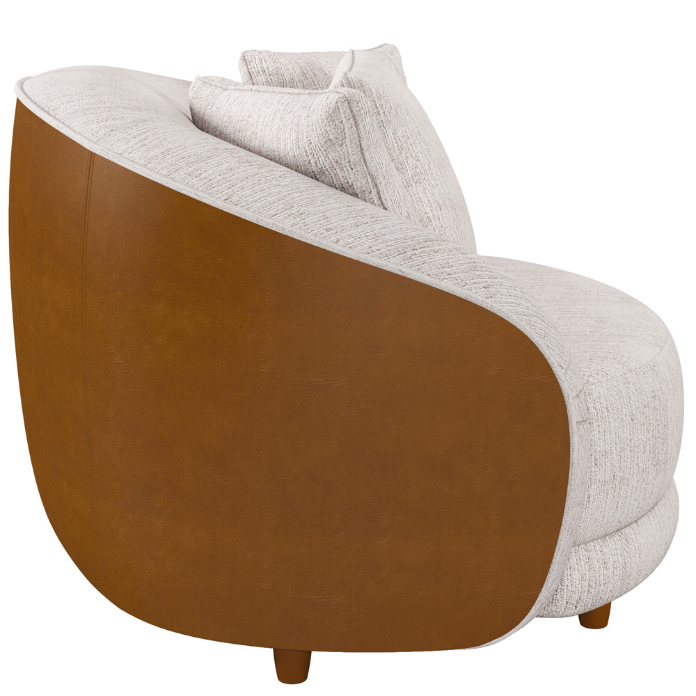 Poltrona Decorativa Para Sala de Estar Fixa Witta M03 Couríssimo Whisky Linho Bege - Lyam Decor