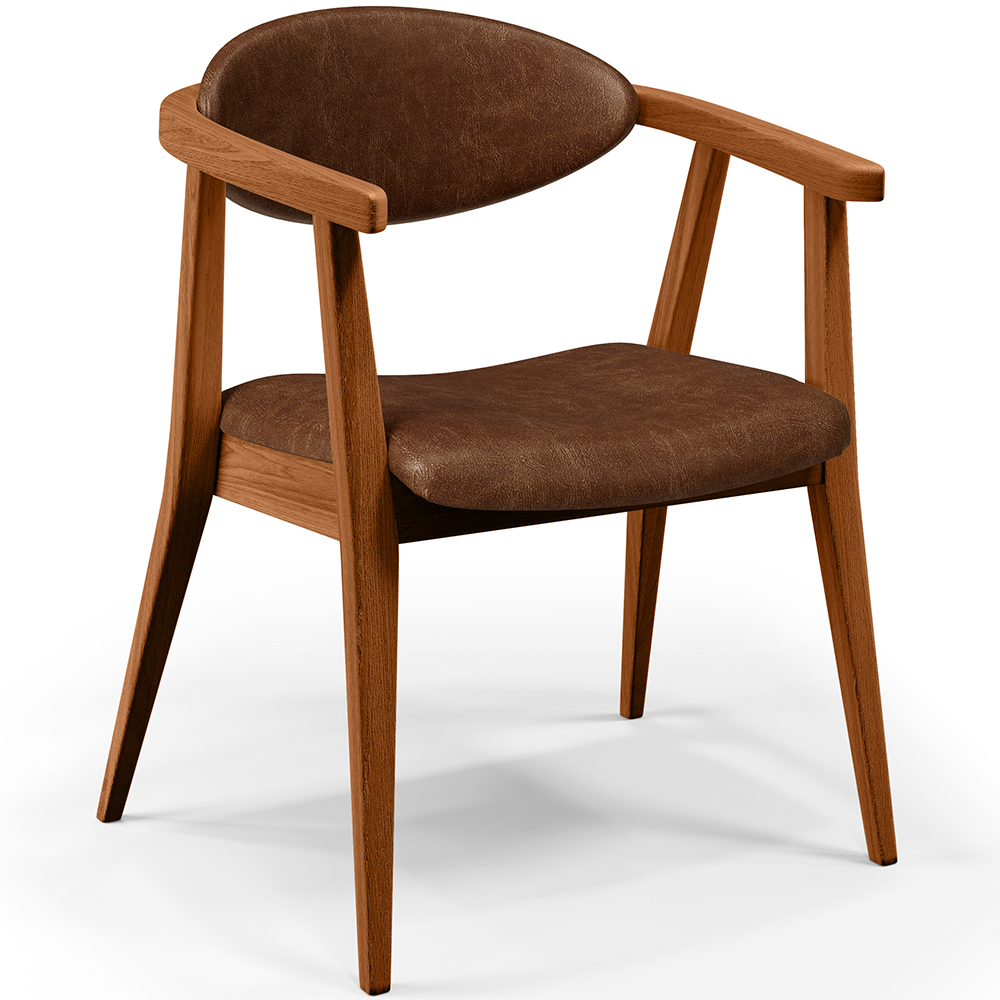 Poltrona Decorativa Para Sala de Estar Jantar Cecília L02 Couríssimo Marrom - Lyam Decor