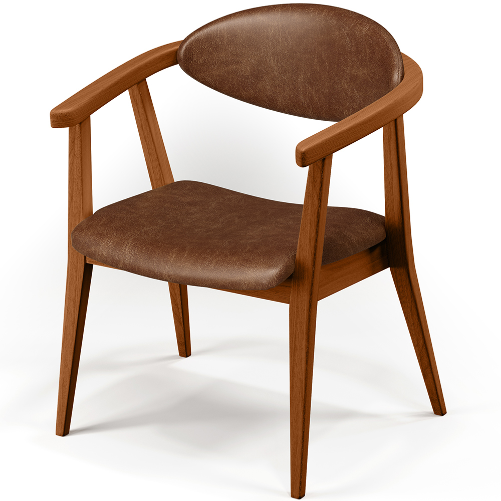 Poltrona Decorativa Para Sala de Estar Jantar Cecília L02 Couríssimo Marrom - Lyam Decor