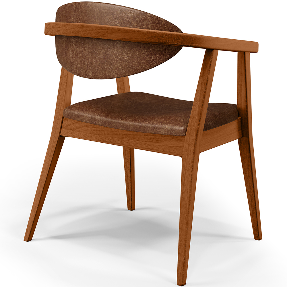 Poltrona Decorativa Para Sala de Estar Jantar Cecília L02 Couríssimo Marrom - Lyam Decor