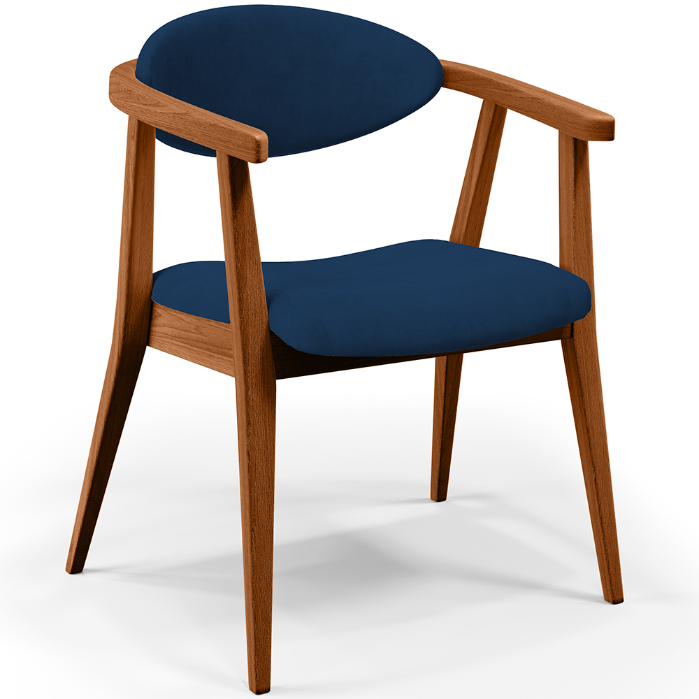 Poltrona Decorativa Para Sala de Estar Jantar Cecília L02 Suede Azul Marinho - Lyam Decor