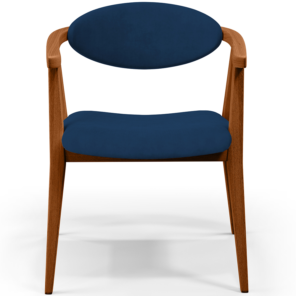 Poltrona Decorativa Para Sala de Estar Jantar Cecília L02 Suede Azul Marinho - Lyam Decor