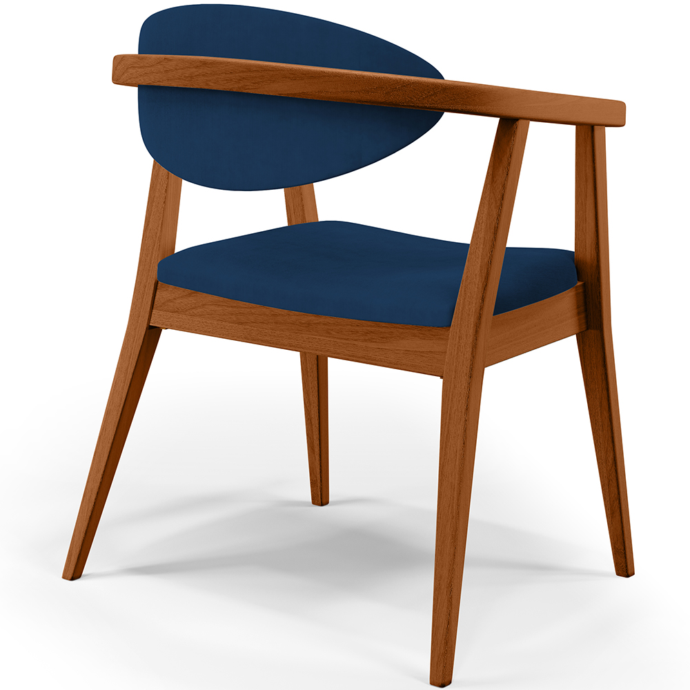 Poltrona Decorativa Para Sala de Estar Jantar Cecília L02 Suede Azul Marinho - Lyam Decor
