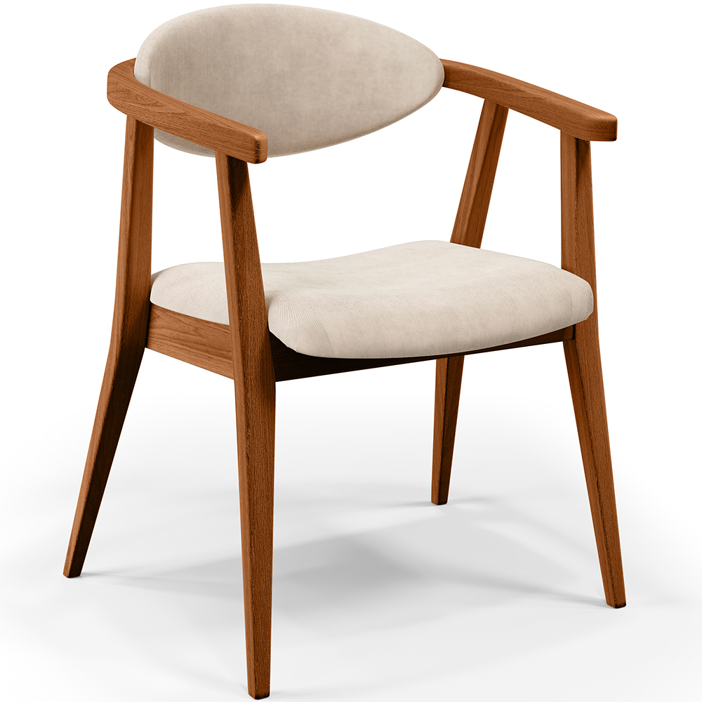 Poltrona Decorativa Para Sala de Estar Jantar Cecília L02 Suede Bege - Lyam Decor