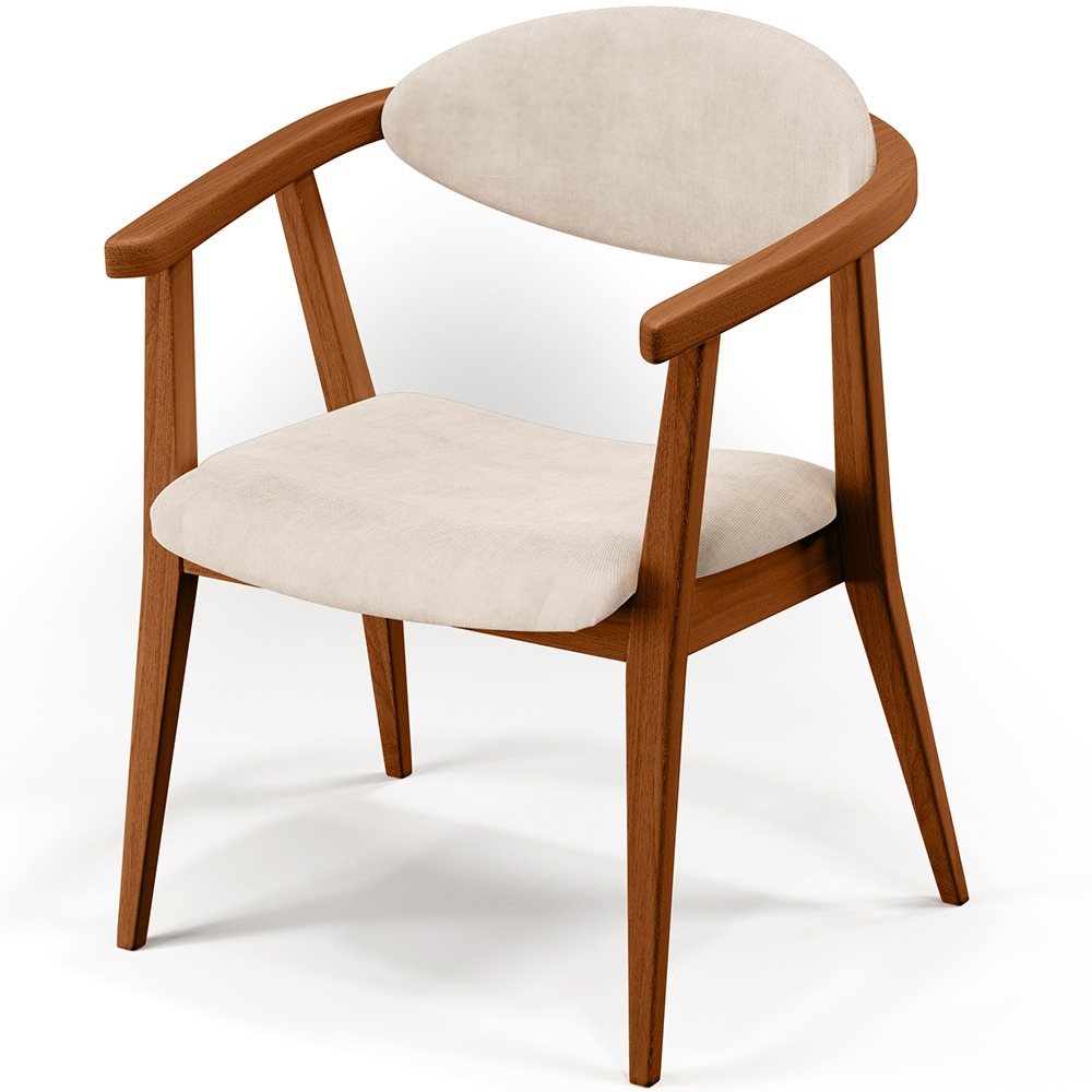 Poltrona Decorativa Para Sala de Estar Jantar Cecília L02 Suede Bege - Lyam Decor