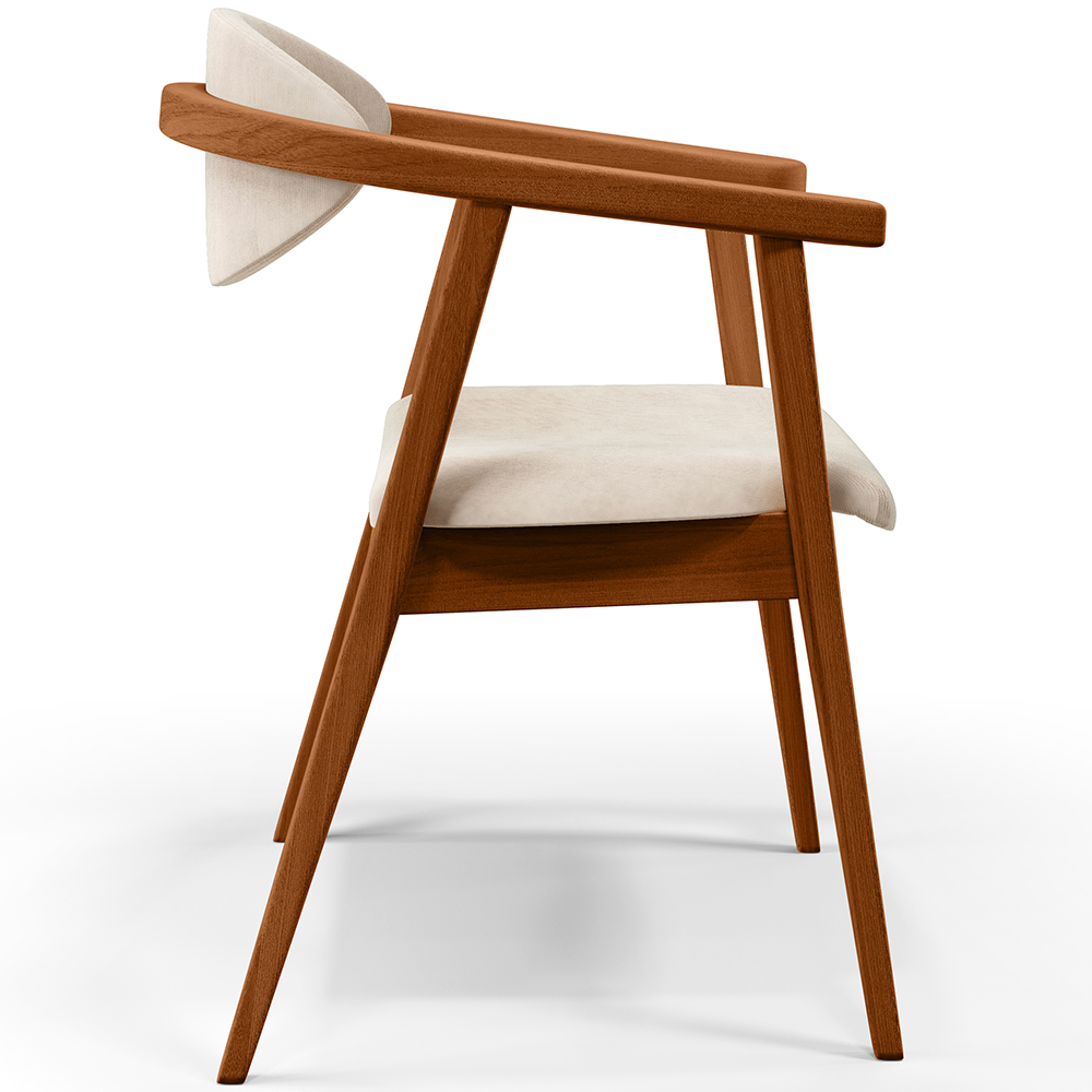 Poltrona Decorativa Para Sala de Estar Jantar Cecília L02 Suede Bege - Lyam Decor