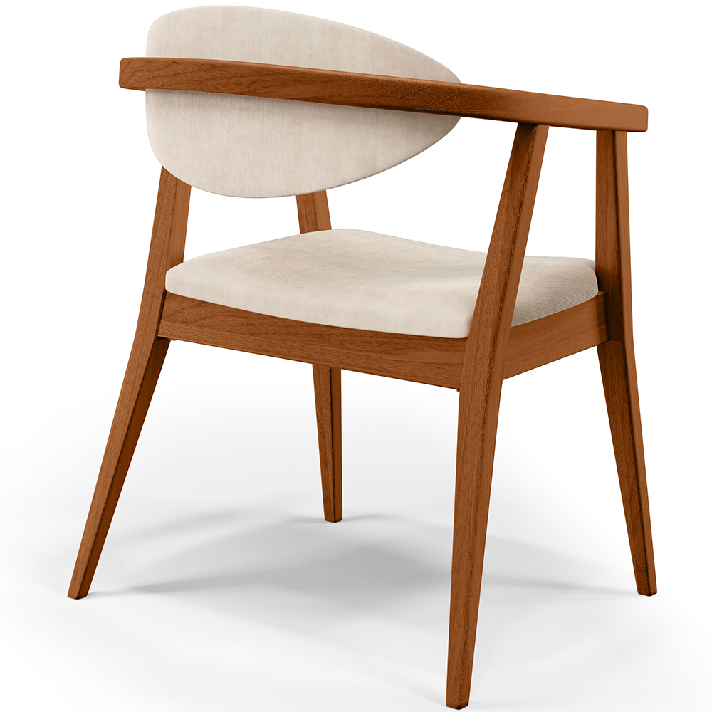 Poltrona Decorativa Para Sala de Estar Jantar Cecília L02 Suede Bege - Lyam Decor