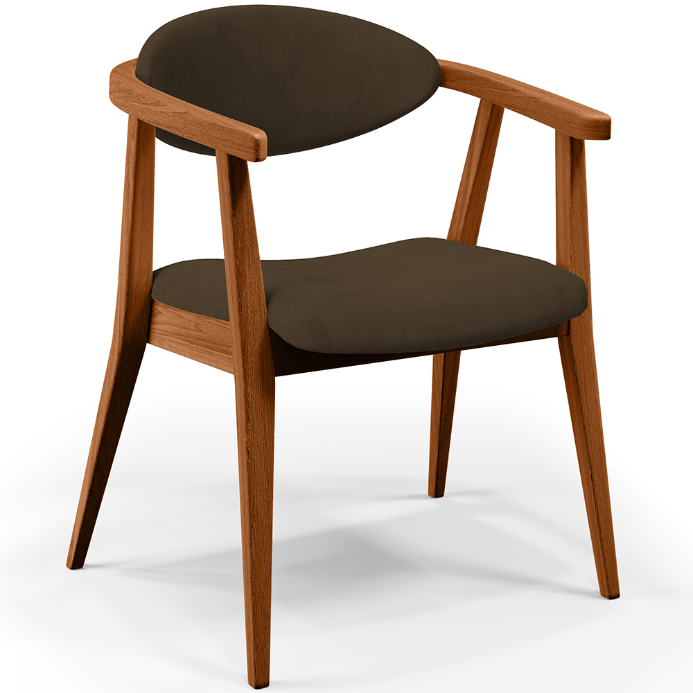 Poltrona Decorativa Para Sala de Estar Jantar Cecília L02 Suede Marrom - Lyam Decor