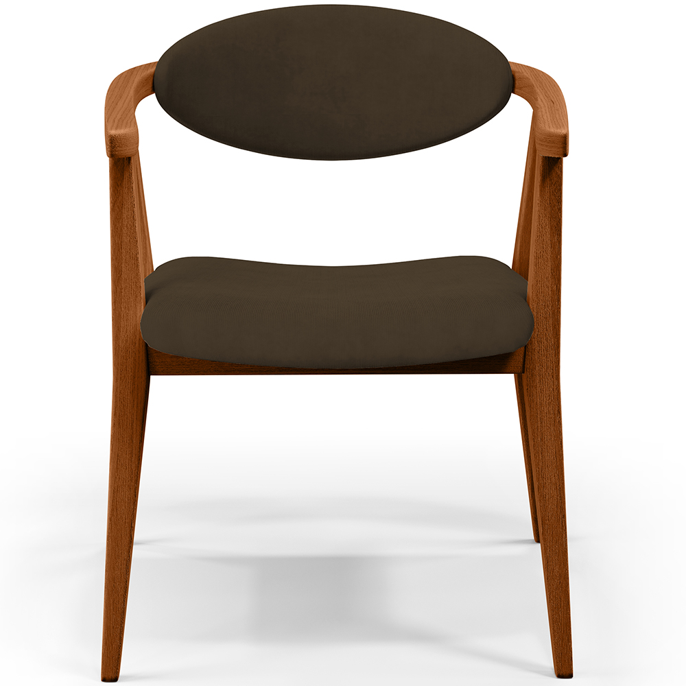 Poltrona Decorativa Para Sala de Estar Jantar Cecília L02 Suede Marrom - Lyam Decor