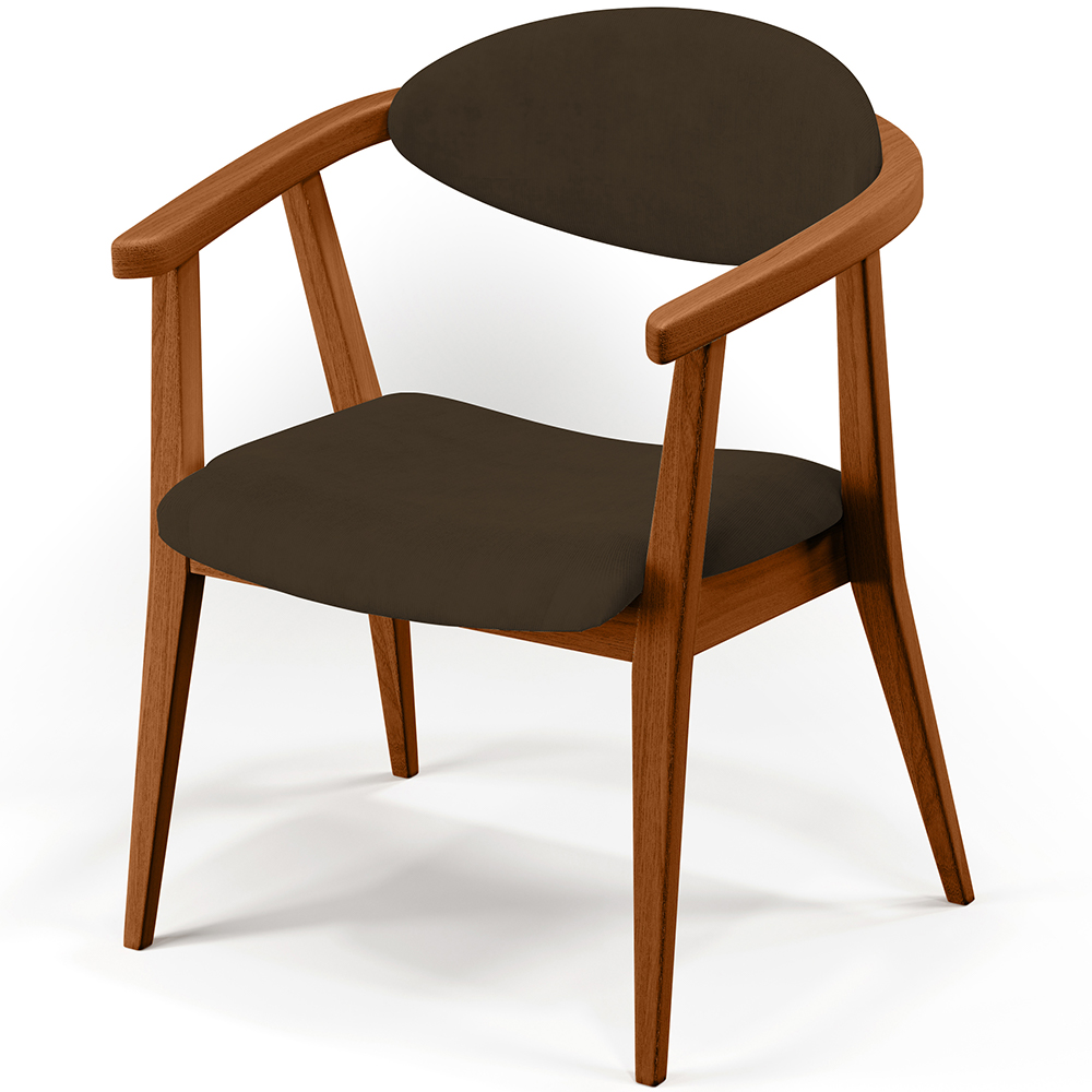 Poltrona Decorativa Para Sala de Estar Jantar Cecília L02 Suede Marrom - Lyam Decor