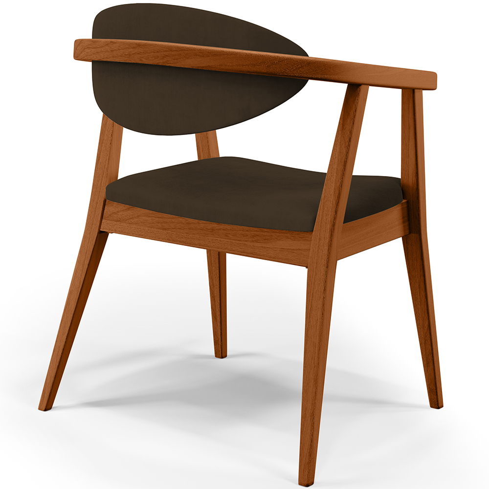 Poltrona Decorativa Para Sala de Estar Jantar Cecília L02 Suede Marrom - Lyam Decor