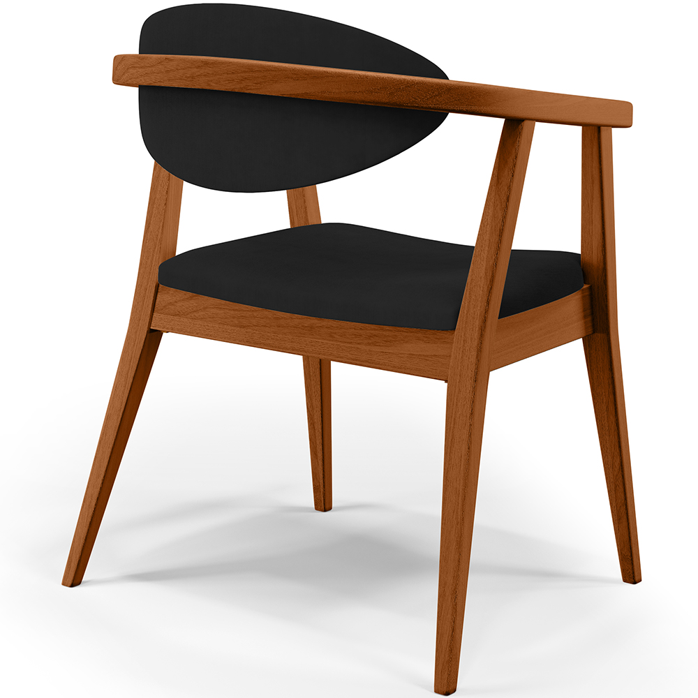 Poltrona Decorativa Para Sala de Estar Jantar Cecília L02 Suede Preto - Lyam Decor
