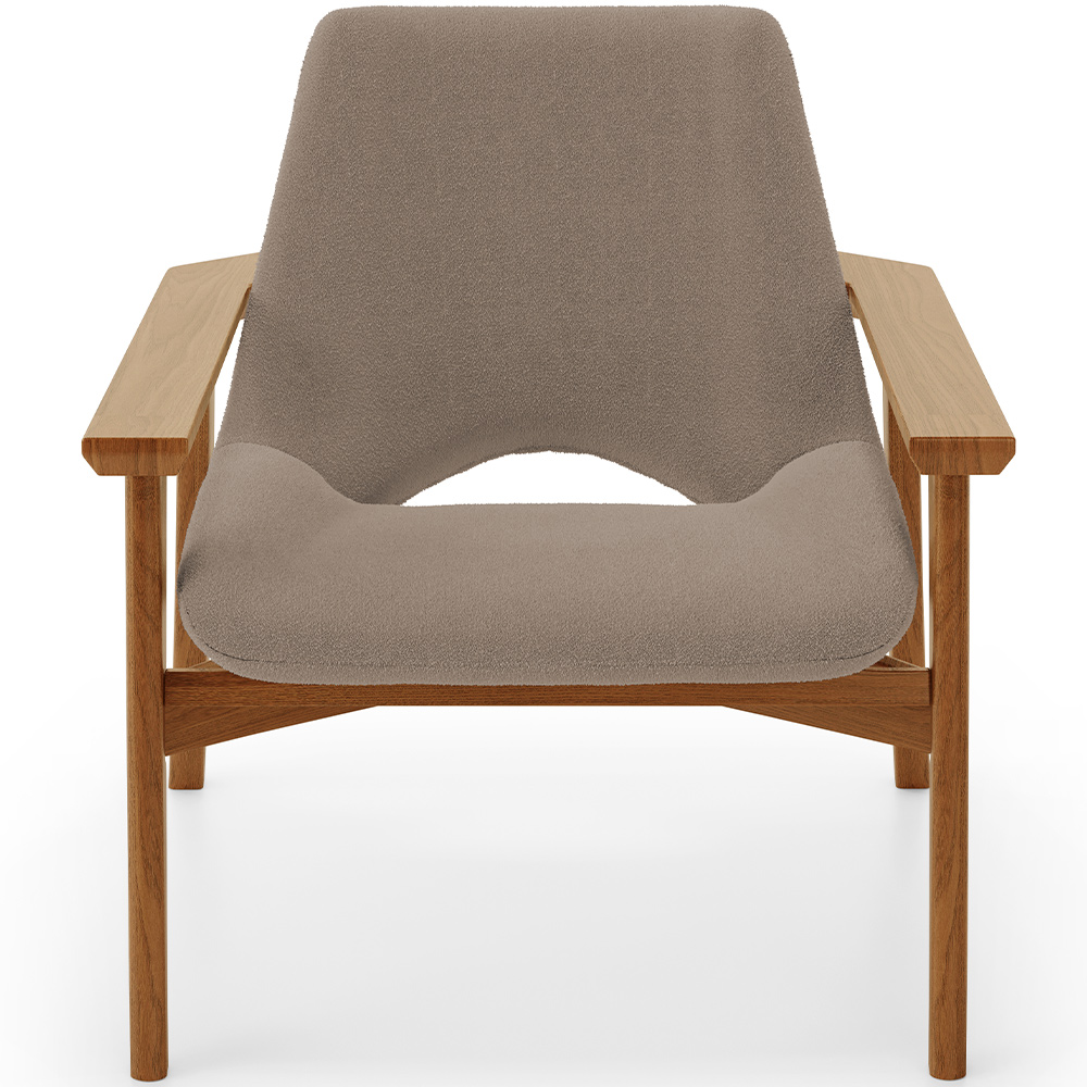 Poltrona Decorativa Para Sala de Estar Living Base Madeira Becker L02 Bouclê Bege - Lyam Decor