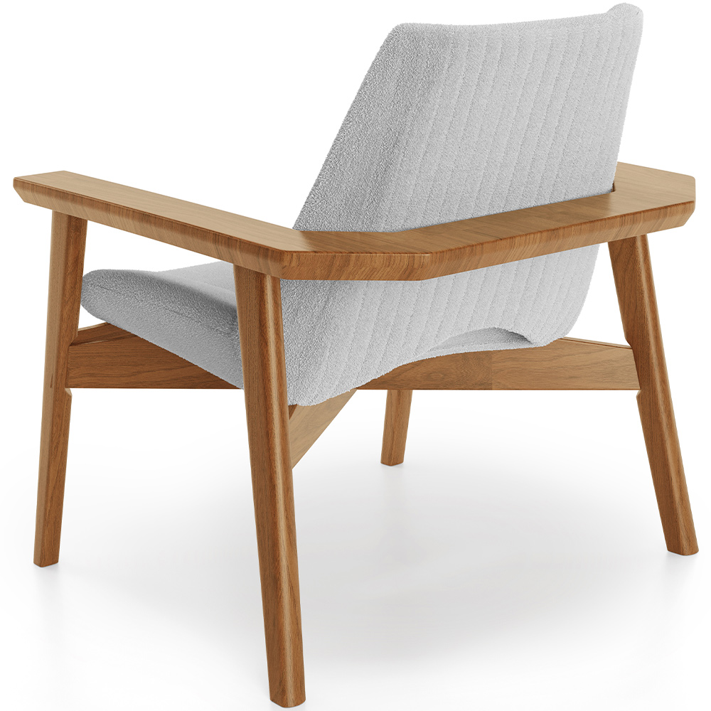 Poltrona Decorativa Para Sala de Estar Living Base Madeira Becker L02 Bouclê Cinza - Lyam Decor
