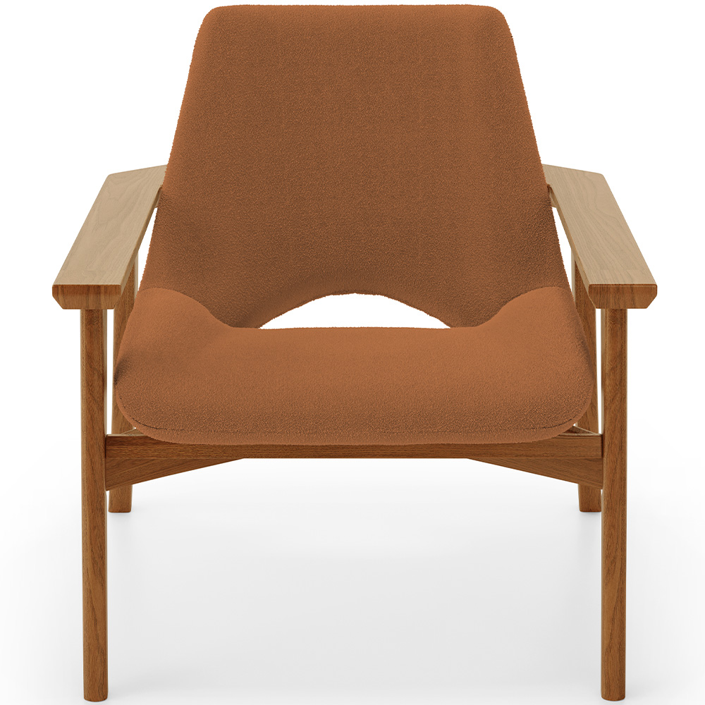 Poltrona Decorativa Para Sala de Estar Living Base Madeira Becker L02 Bouclê Terracota - Lyam Decor