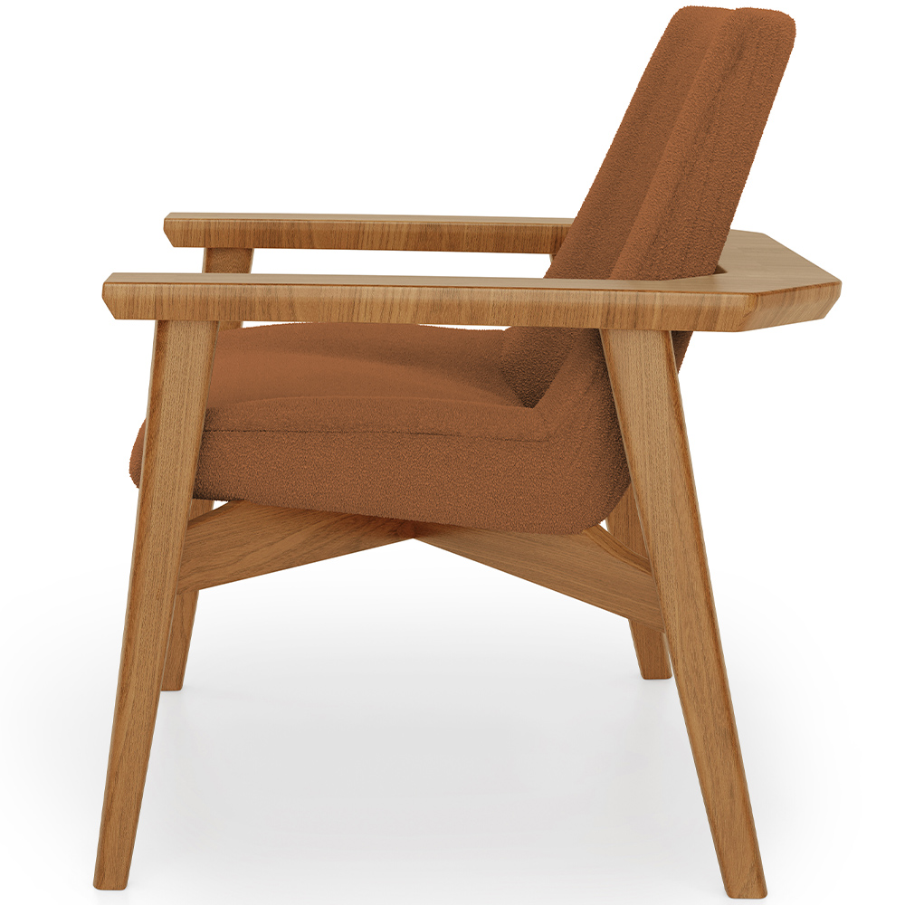 Poltrona Decorativa Para Sala de Estar Living Base Madeira Becker L02 Bouclê Terracota - Lyam Decor