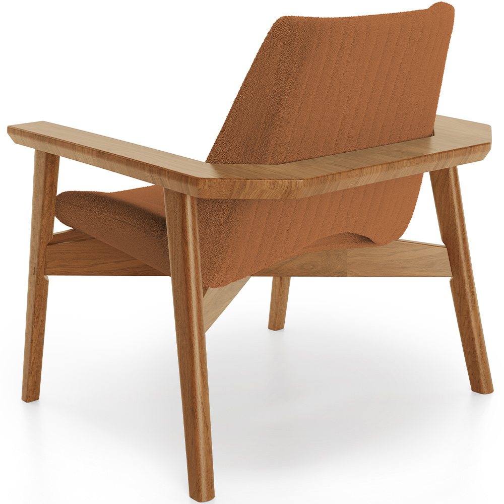 Poltrona Decorativa Para Sala de Estar Living Base Madeira Becker L02 Bouclê Terracota - Lyam Decor