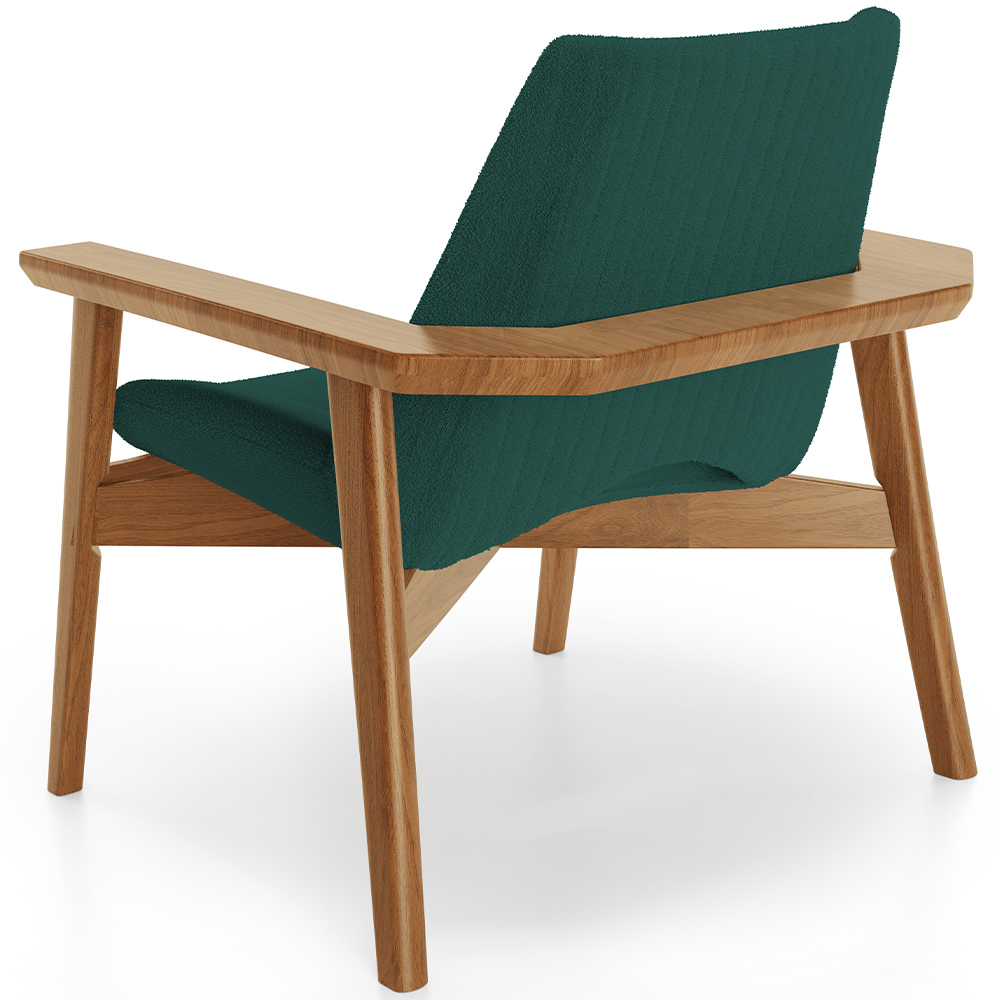 Poltrona Decorativa Para Sala de Estar Living Base Madeira Becker L02 Bouclê Verde - Lyam Decor