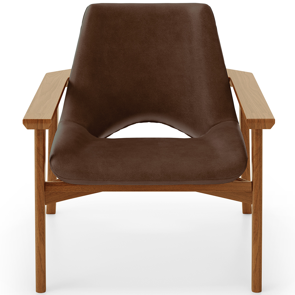 Poltrona Decorativa Para Sala de Estar Living Base Madeira Becker L02 Couríssimo Marrom - Lyam Decor