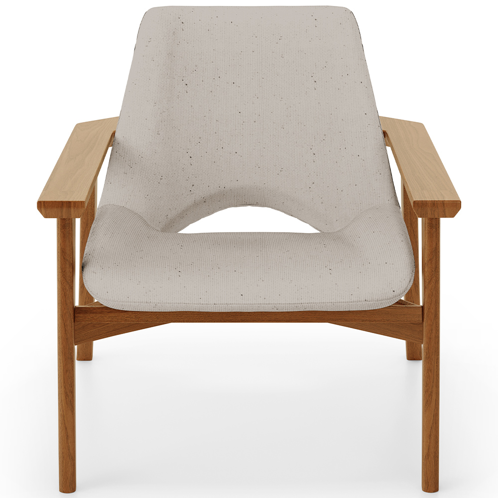 Poltrona Decorativa Para Sala de Estar Living Base Madeira Becker L02 Linho Bege - Lyam Decor