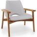 Poltrona Decorativa Para Sala de Estar Living Base Madeira Becker L02 Linho Cinza - Lyam Decor