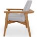 Poltrona Decorativa Para Sala de Estar Living Base Madeira Becker L02 Linho Cinza - Lyam Decor