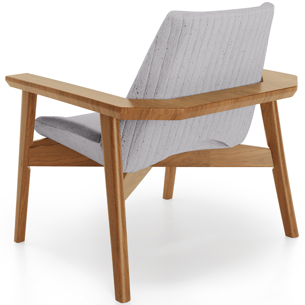 Poltrona Decorativa Para Sala de Estar Living Base Madeira Becker L02 Linho Cinza - Lyam Decor