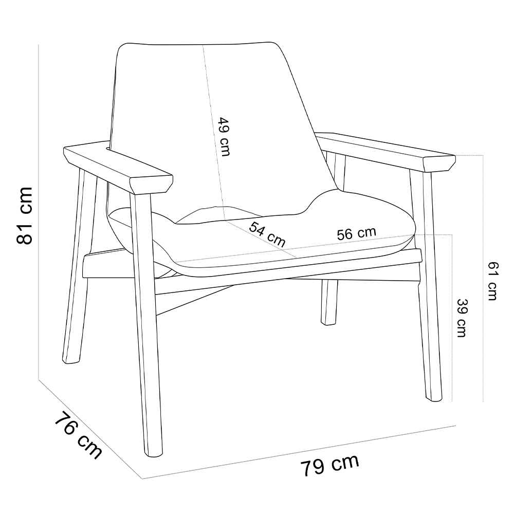 Poltrona Decorativa Para Sala de Estar Living Base Madeira Becker L02 Linho Cru - Lyam Decor