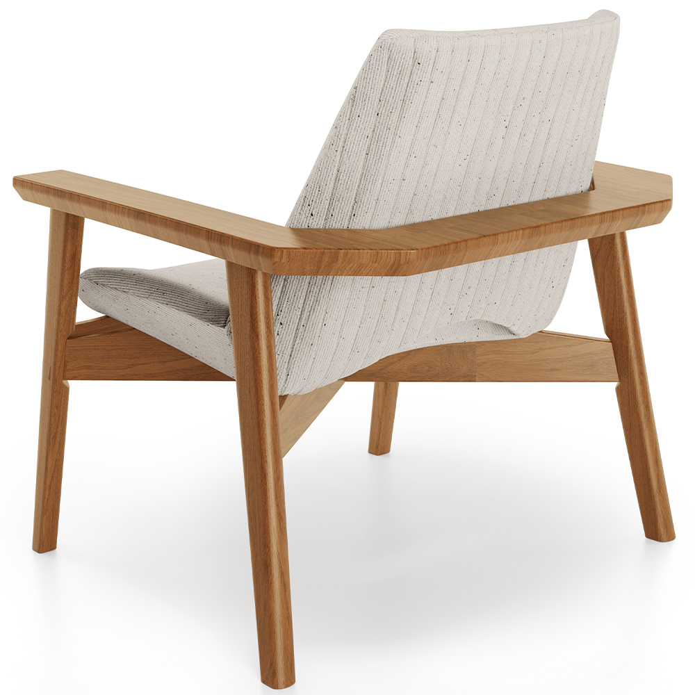 Poltrona Decorativa Para Sala de Estar Living Base Madeira Becker L02 Linho Cru - Lyam Decor
