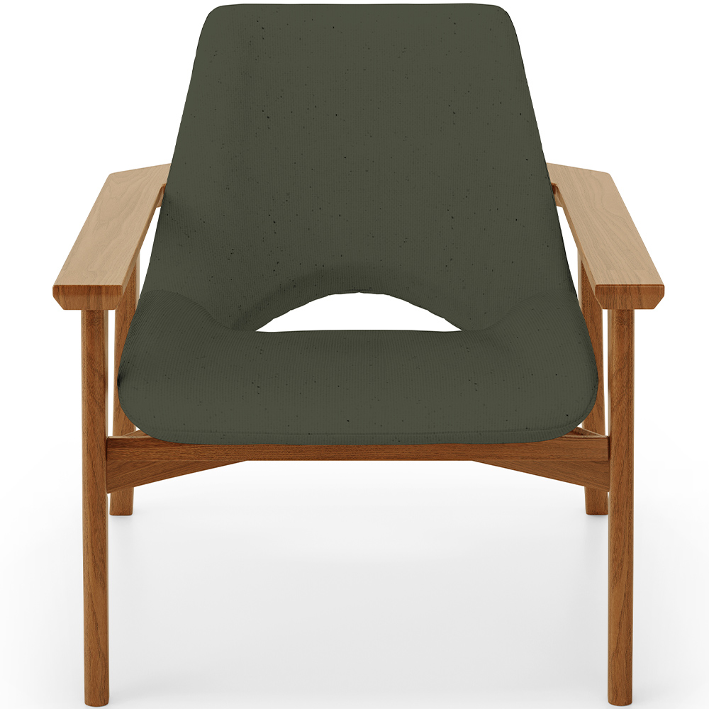 Poltrona Decorativa Para Sala de Estar Living Base Madeira Becker L02 Linho Verde Musgo - Lyam Decor