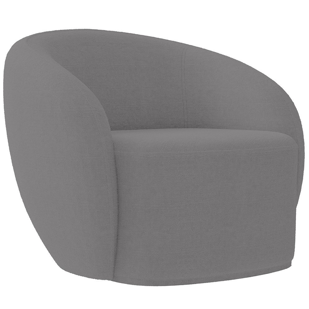 Poltrona Decorativa Para Sala de Estar Living Gliese K01 Bouclê Cinza - Lyam Decor