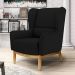 Poltrona Decorativa Para Sala de Estar Milena D02 Base de Madeira Corano Preto C-05 - Lyam Decor