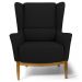 Poltrona Decorativa Para Sala de Estar Milena D02 Base de Madeira Corano Preto C-05 - Lyam Decor