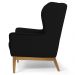 Poltrona Decorativa Para Sala de Estar Milena D02 Base de Madeira Corano Preto C-05 - Lyam Decor