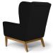 Poltrona Decorativa Para Sala de Estar Milena D02 Base de Madeira Corano Preto C-05 - Lyam Decor