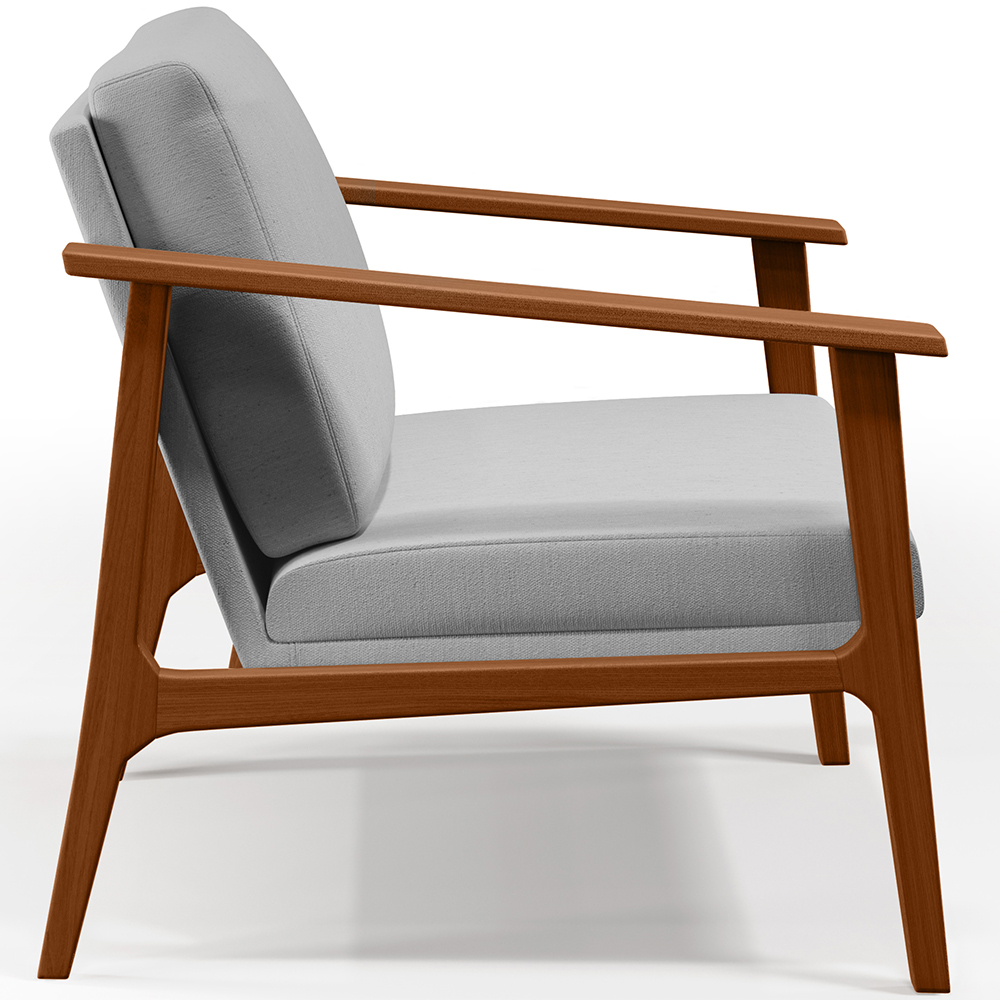 Poltrona Decorativa Para Sala de Estar Petra B04 Linho Cinza - Lyam Decor