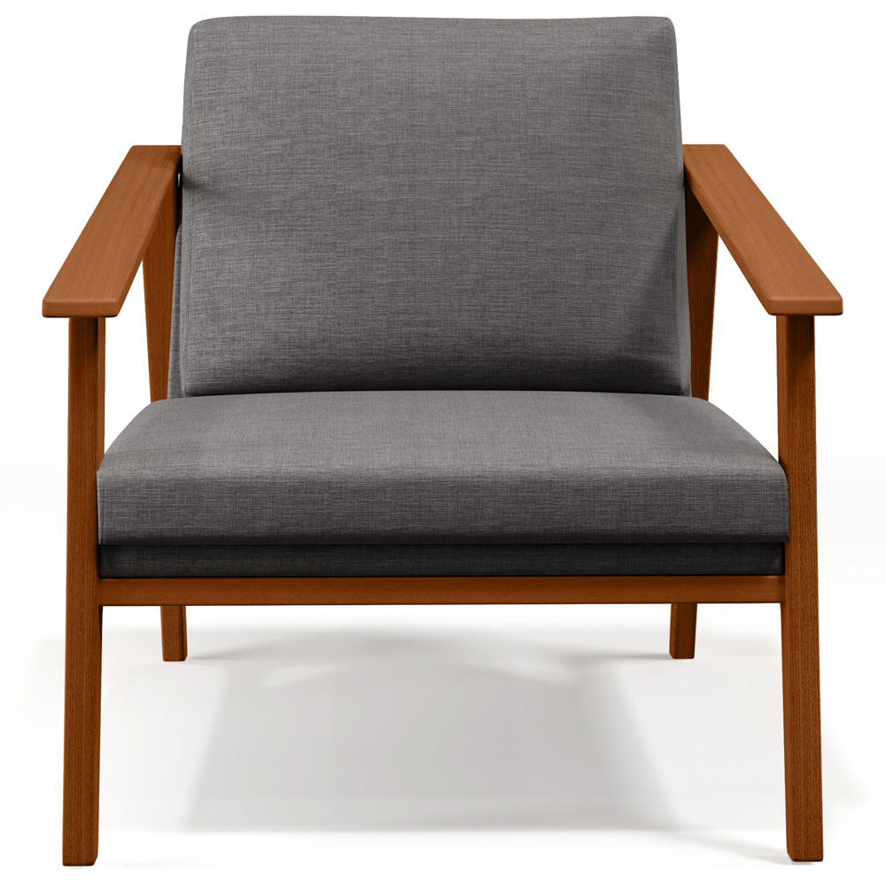 Poltrona Decorativa Para Sala de Estar Petra B04 Linho Cinza Escuro - Lyam Decor