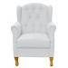 Poltrona Decorativa Para Sala de Estar Yara P02 Corino Branco - Lyam Decor