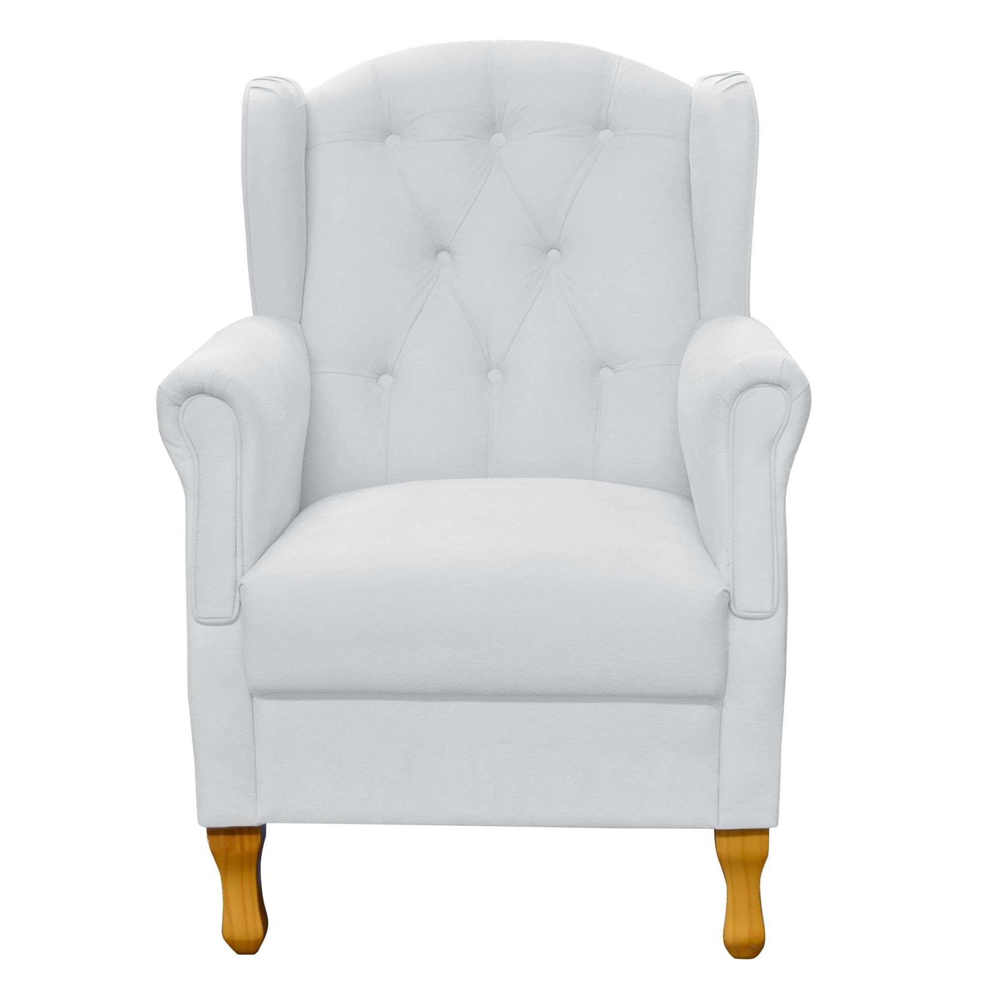 Poltrona Decorativa Para Sala de Estar Yara P02 Corino Branco - Lyam Decor