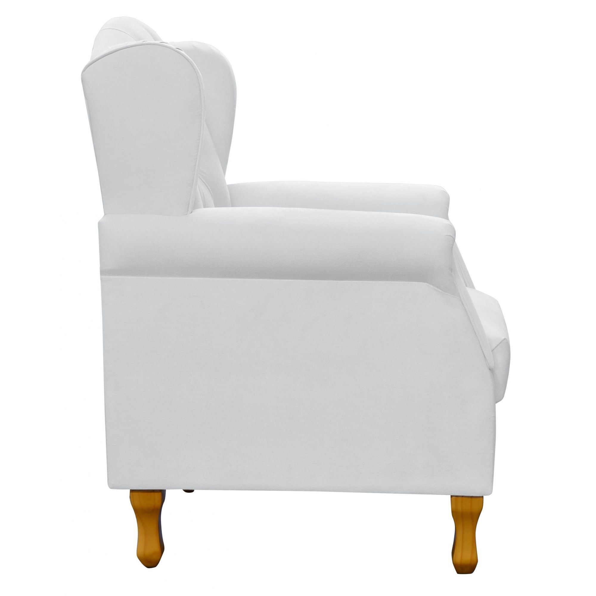 Poltrona Decorativa Para Sala de Estar Yara P02 Corino Branco - Lyam Decor
