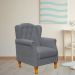 Poltrona Decorativa Para Sala de Estar Yara P02 Corino Cinza - Lyam Decor