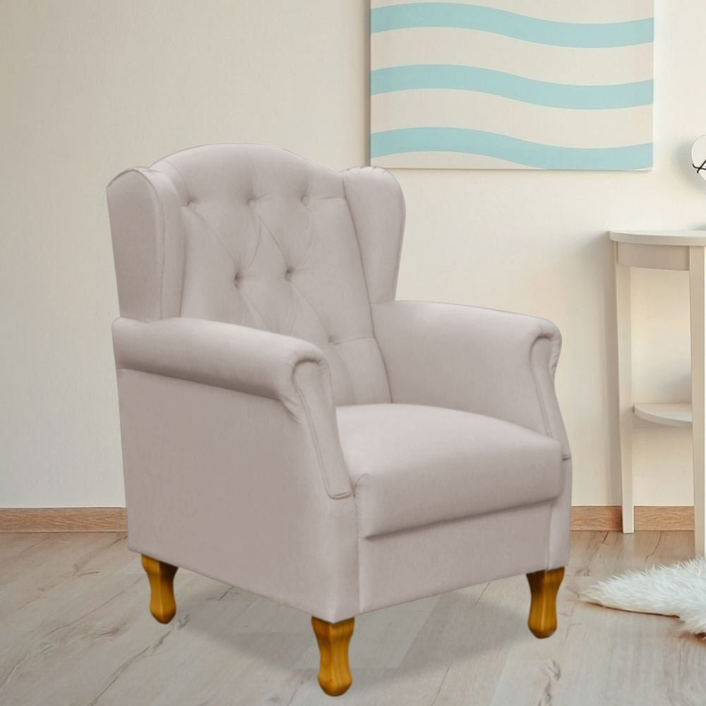 Poltrona Decorativa Para Sala de Estar Yara P02 Linho Bege - Lyam Decor
