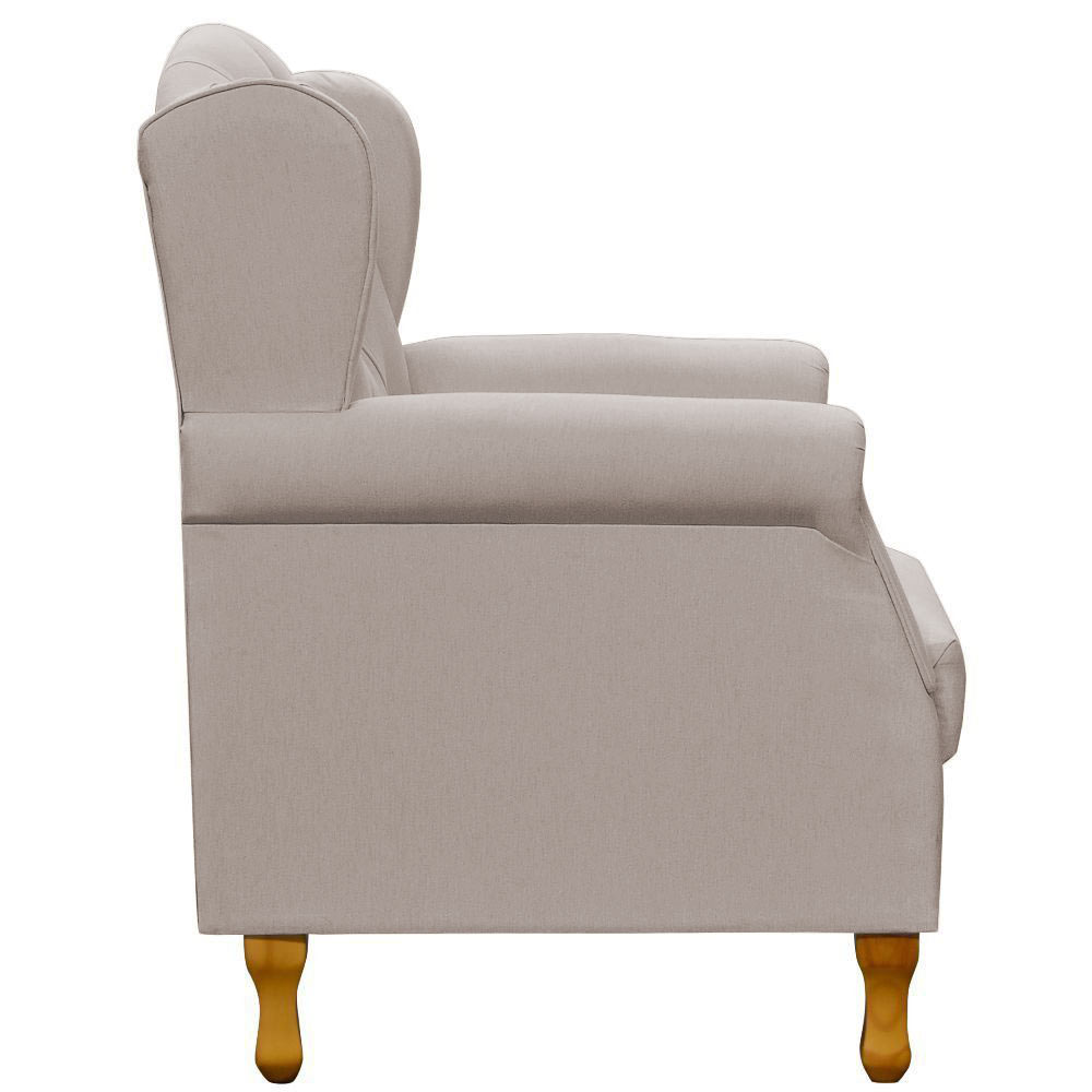 Poltrona Decorativa Para Sala de Estar Yara P02 Linho Bege - Lyam Decor