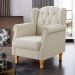 Poltrona Decorativa Para Sala de Estar Yara P02 Linho Champagne - Lyam Decor