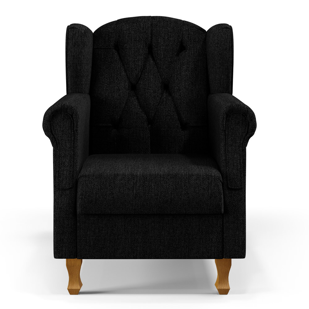 Poltrona Decorativa Para Sala de Estar Yara P02 Linho Chumbo - Lyam Decor