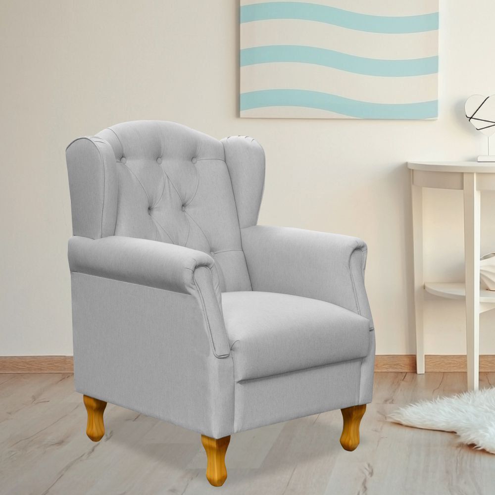 Poltrona Decorativa Para Sala de Estar Yara P02 Linho Cinza - Lyam Decor