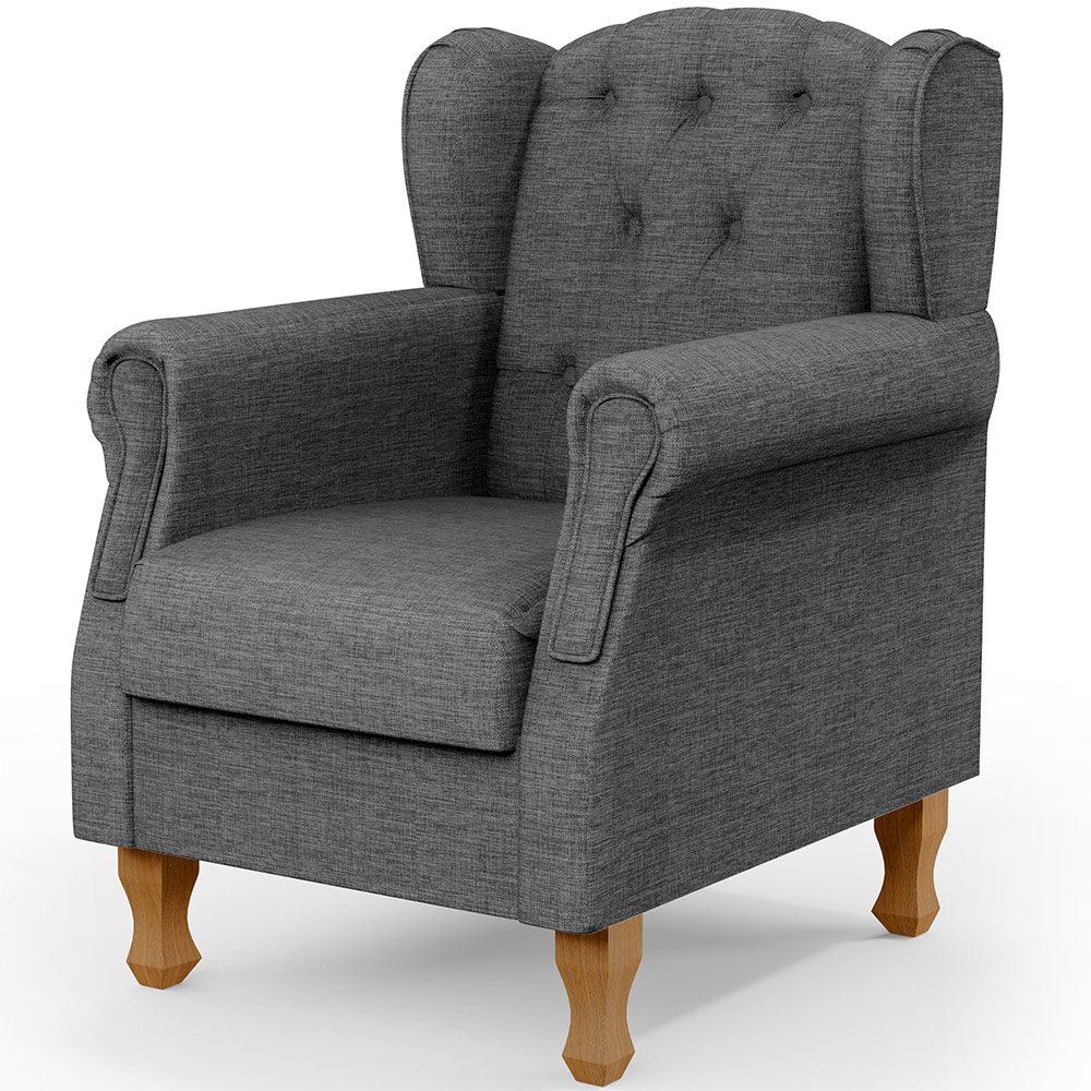 Poltrona Decorativa Para Sala de Estar Yara P02 Linho Cinza Escuro - Lyam Decor