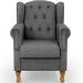 Poltrona Decorativa Para Sala de Estar Yara P02 Linho Cinza Escuro - Lyam Decor